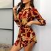 womens dresses Long Sleeve Chain Print Shirt Dress Ladies Casual Mini Dress