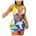 Mnycxen Women's Casual Sexy Tie-Dye Print Sleeveless Dress Sheath Mini Dress