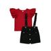 Kids Toddler Girls Summer Clothes Outfits Ruffle Romper Top Suspender Skirt Set