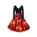 Avamo Womens Halloween Party Flared Dress Skull Pumpkin Mini Dresses Ladies Long Sleeve Lace Up Skater Swing Dress