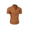 Nituyy Men Casual Solid Color Short Sleeve Slim Button Down Shirt