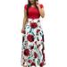 Womens Floral Print Summer Maxi Skirt Dress Ladies Short Sleeve Long Sleeve Cocktail Party Beach Long Sundress