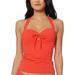 Jessica Simpson Women's Solid Tie-Front Lace-up Tankini Top, Sauce, M