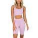 2PCS Women High Waist Casual Cycling Biker Shorts and Seamless Sport Bra Tops Outfit Ladies Summer Gym Yoga Tank Tops Sport Shorts Suit Set Jersey Legging Shorts Suit Short Tracksuit Set