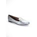 Trask Womens Farrah Metallic Faux Croc Point Toe Loafers Silver Size 10