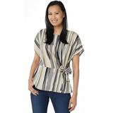 Belle by Kim Gravel Womens Stripe Side-Tie Blouse Small Neutral Combo A351255