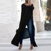 Women One Shoulder Long -shirt High Slit Batwing 3/4 Sleeves O Neck Solid Loose Tees Tunics Casual Tops