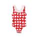 Toddler Bay Girls Off Shoulder Ruffle One Piece Swimsuit Heart-shaped Print Backless One Piece Suit