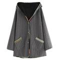 Daciye Women Autumn Loose Pocket Coat Long Sleeve Hooded Knit Jacket (Gray)(XXL)