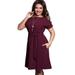 Clothes For Women Stylish Casual Women Dresses Large Size Women's Summer Mini Dresses Short Sleeve Dress Burgundy 4XL