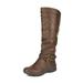 Dream Pairs Women Pull On Flat Winter Mid Calf Knee High Snow Riding Boots Shoes TORKA BROWN Size 9.5