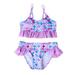 Mid-Ten 2-7Year Baby Kids Girls Bikini Set Swimwear Mermaid Scale Printed Swimming Costumes Children Ruffle Bathing Suit Swimsuit Tankini Sets Beachwear