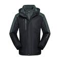 Men Outdoor Jacket, Long Sleeve Hooded Zipper High Collar Elastic Cuff Plush Coat with Pockets for Winter