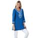 Woman Within Women's Plus Size Embroidered Knit Tunic