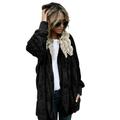 Zonghan Women Hooded Long Coat Loose Jacket Lady Autumn Cardigan Hoodies Outwear Autumn And Winter Long Two-sided Wearing Faux Fur Coat Hooded Cardigan Jacket Coat Jacket With Pocket Black S