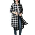 Lumento Womens Buffalo Plaid Long Shirt Casual Button Down Cardigan Long Sleeve Outerwear