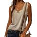 Womens Fashion Summer Sleeveless Tank Casual Tops V Neck Vest Plain Loose T-Shirt