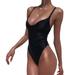 Musuos Women Sexy V-Neck Swimwear, Summer Sleeveless One-Piece Strap Swimsuit