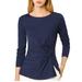 Allegra K Women's Round Neck Front Twist Long Sleeve Blouse Tops