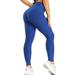 SEASUM High Waist Yoga Leggings For Women Textured Tummy Control Scrunch Butt Lift Sexy Booty Pants Workout Yoga Tights Blue M