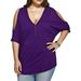 UKAP Women's Short Sleeve T-Shirt Plus Size Solid Color Blouse Sexy V Neck Tops Caasual Loose Summer Tunic Off Shoulder Pullover