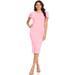 Women's Solid Basic Short Sleeve Bodycon Stretch Knit Party Dress