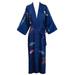 Silky Robe for Women Print Kimono Women's Satin Loose Nightwear Bride Bridesmaid Wedding Party (Navy Blue)