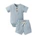 Farrubbyine8 Newborn Baby Boys Girls Ribbed Knitted Tops Shorts Casual Sets