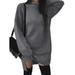 Women Long Sleeve Cowl Neck Casual Loose Oversized Knit Pullover Sweater Dress