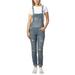 Almost Famous Juniors Stretched Denim Overall - Roll Cuff Destructed Jumpsuits for Women