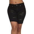 Cover Girl Jeans Juniors Slit Distressed high Rise Bermuda Denim Shorts for Women in Black Wash Size 3