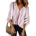 Ruffle Sleeve Top Blouse For Women Chiffon Bell Sleeves Tunic Loose Shirt Ladies Summer Casual Loose Blouse Tops Boho Beach Holiday Baggy Blouse Tops