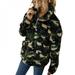 Women Plush Sweatshirt Long Sleeve Plaid Crop Faux Hoodies Turtleneck Zipper Oversize Hoody Coat Autumn Clothes Top