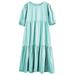 Young Women's Cotton Solid Ruffle Puff Short Sleeve Midi Dress Spring Dress Summer Dress