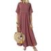 Colisha Boho Polka Dot Flowy Maxi Sundress For Women Short Sleeve Print Casual Loose Pleated Swing Dress Retro Cocktail Party Dresses