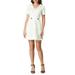 Allegra K Women's Causal Button Decor Collar V Neck Short Sleeve Flare Dress