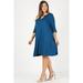 Women's plus size dress with a relaxed fit key-hole design plus size casual fashion dress with side pockets