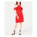TRINA TURK Womens Red Off The Shoulder Halter Above The Knee Sheath Cocktail Dress Size 6