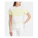 RALPH LAUREN Womens Yellow Striped Crew Neck T-Shirt Top Size PXS