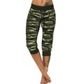 Women Oversized Camo Running Fitness Leggings Pants Skinny Crop Leg Pants Tummy Control Pockets Jegging Capris for Ladies Active Workout Trousers