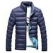 Men Retro Solid Color Thick Cotton Winter Stand Collar Down Zipper Bomber Jacket Casual Coat