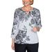 Alfred Dunner Women's Madison Ave Scroll Lace Floral Sweater - Plus Size, Grey, 3X