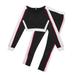 Women 2PCS Sports Set Slim Patchwork Short Sleeve Crop Top Long Pants Tracksuit