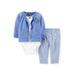 Baby Girls' 3-piece Jersey Cardigan Set - Blue Floral - Newborn