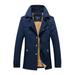 Men Long-sleeved Trench Coat Classic Solid Color Autumn Winter Mid-length Casual Slim Fit Windbreaker