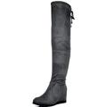 Dream Pairs Women's Over The Knee Thigh High Stretch Boots Shoes Leggy Grey Size 10