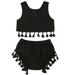 Kids Baby Girls Tassels Sleeveless Tank Tops and Shorts 2PCS Crop Tops Short Baby Girl Clothes