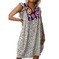 Follure Womens Sleeveless Floral Loose Fit Ruffle Summer Leopard Beach Mini Dress(S-3XL),summer dresses for women