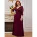 Women's Plus Size Double V Neck Sequin Bodice Prom Dress