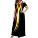 Scvgkk Women's Plus Size Off Shoulder Gradient Color Short Sleeve Round Neck Dress